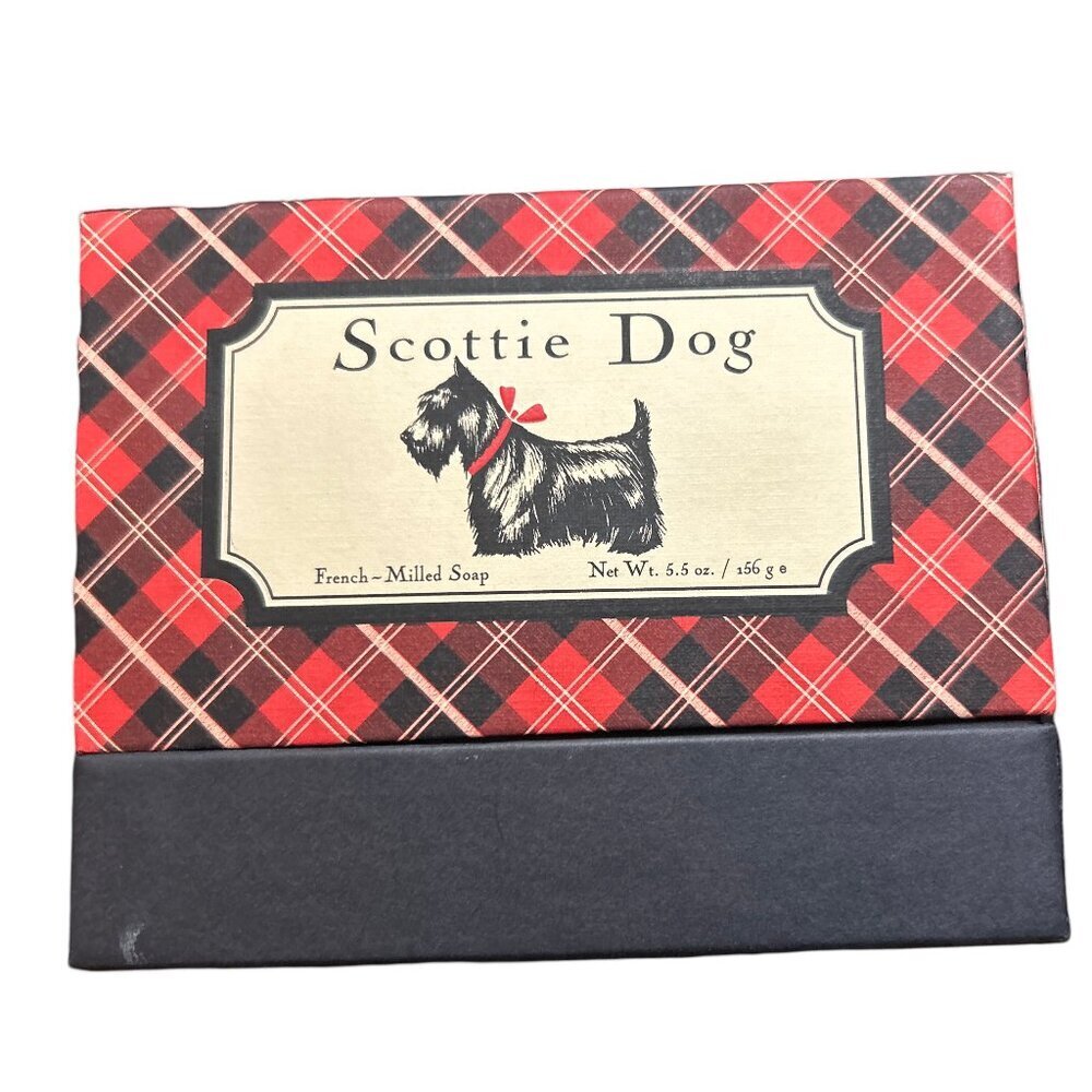Black Scottie Terrier Dog Shaped Gift Box Soap Fresh Linen Scented Vegan